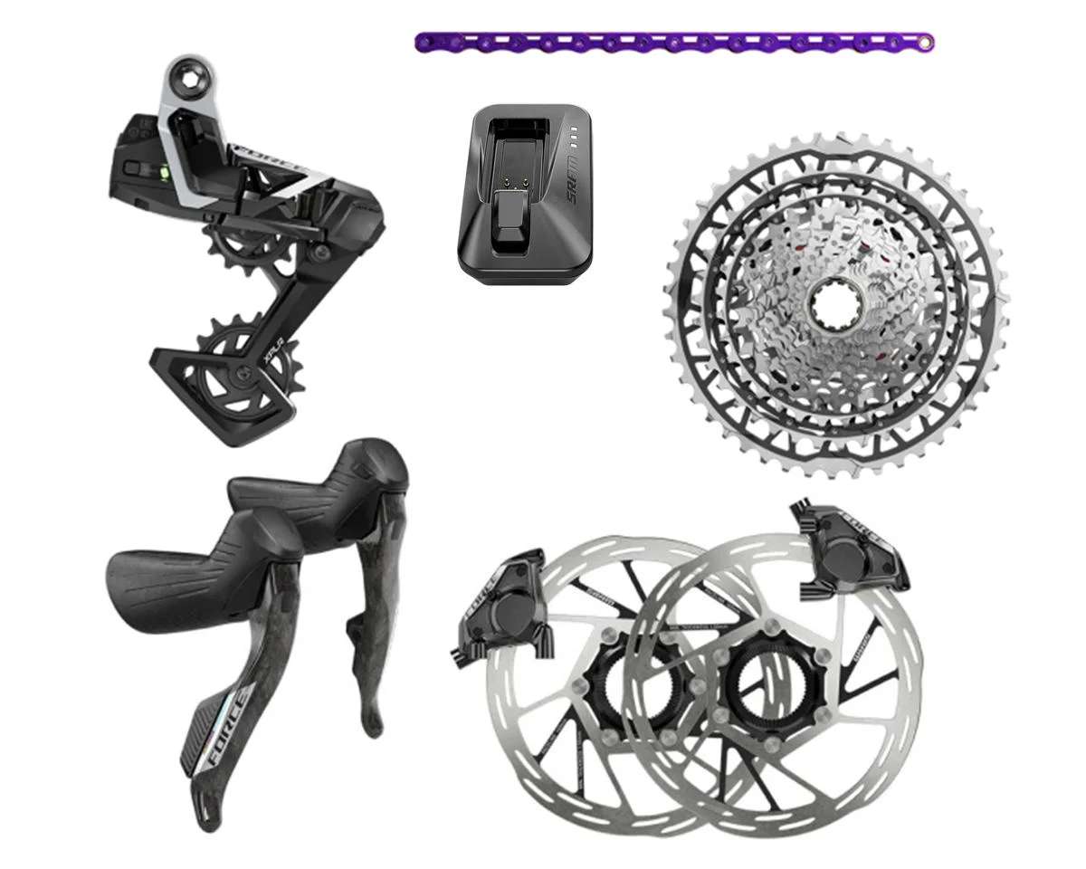 SRAM Force XPLR AXS Gravel Groupset (1 x 13 Speed) (E1) (w/Purple Chain)